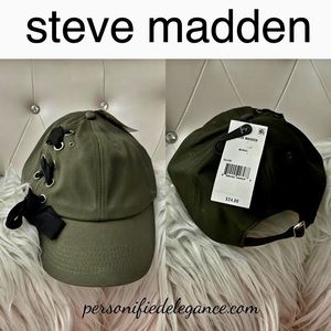 Steve Madden Lace Up Olive Green Fashion Baseball Cap O/S
